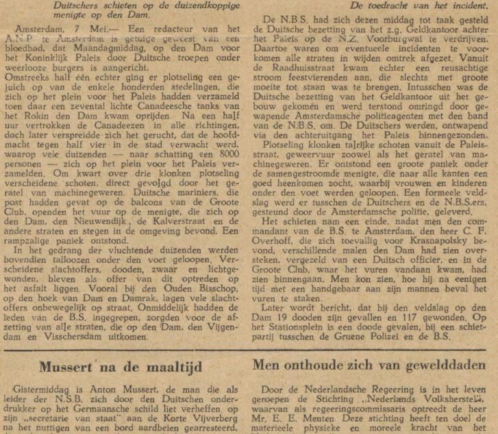 Vrij Nederland 9 mei over Dam 7 mei